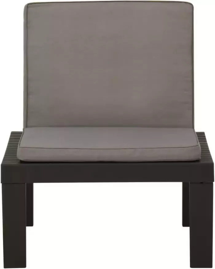 VIDAXL Loungestoel met kussen kunststof grijs - Foto 3