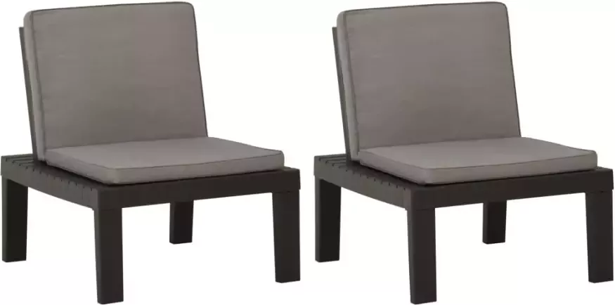 VIDAXL Loungestoelen 2 st met kussens kunststof grijs - Foto 3