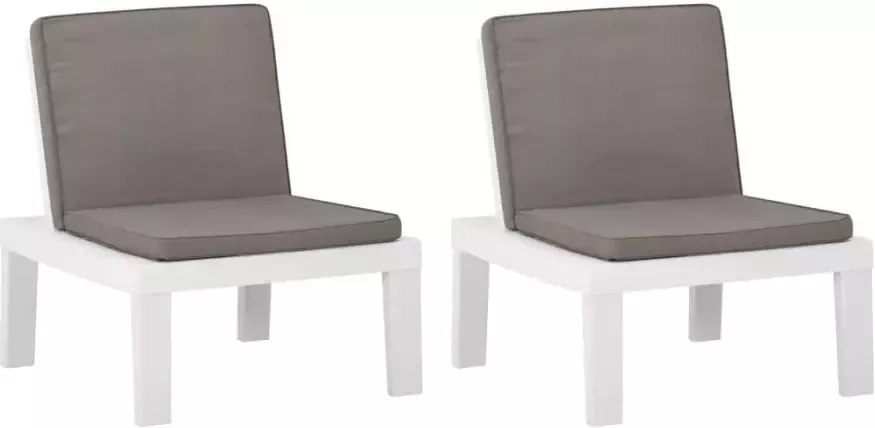 VIDAXL Loungestoelen 2 st met kussens kunststof wit - Foto 3
