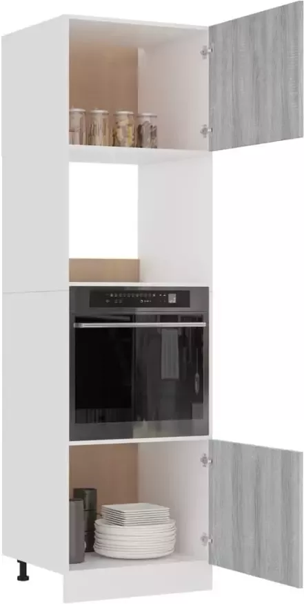 VidaXL Magnetronkast Lyon 60x57x207 cm bewerkt hout grijs sonoma eiken - Foto 5