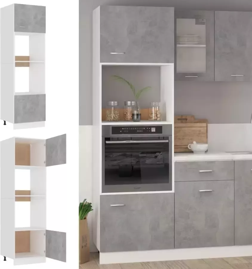 VidaXL -Magnetronkast-60x57x207-cm-bewerkt-hout-betongrijs - Foto 3