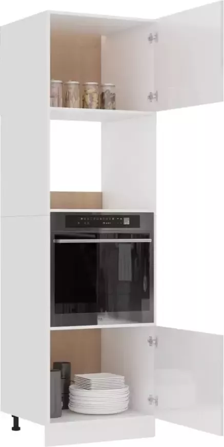 Vida XL vidaXL Magnetronkast 60x57x207 cm bewerkt hout hoogglans wit-VXL-802551 - Foto 2