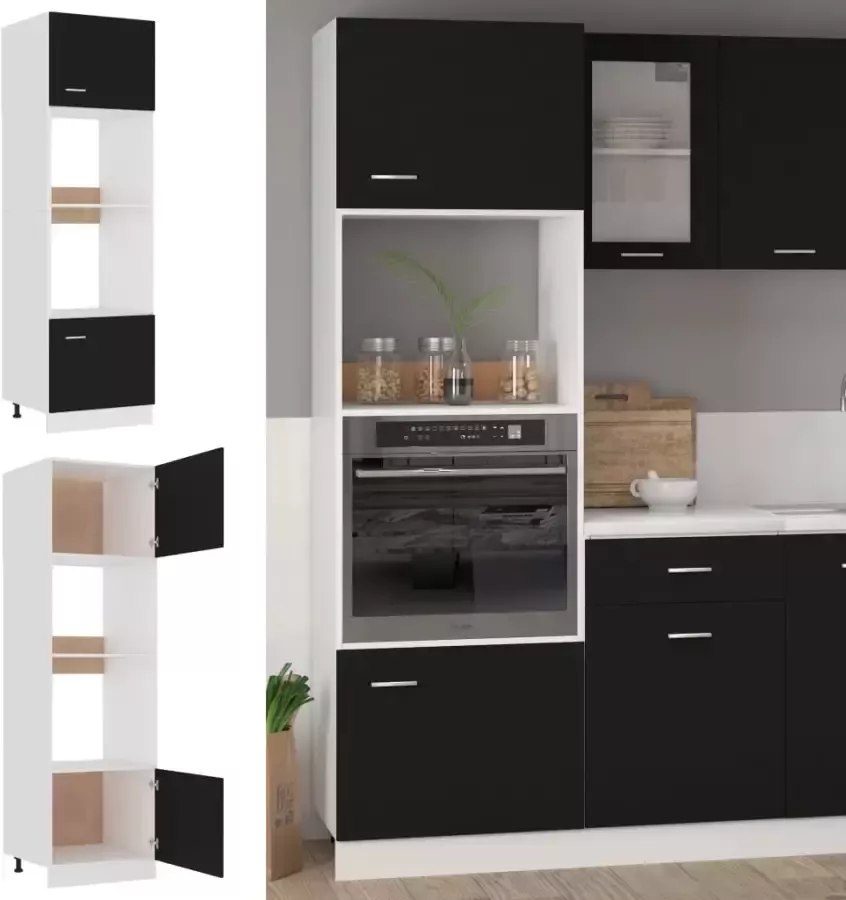 VidaXL Magnetronkast Lyon 60x57x207 cm bewerkt hout zwart - Foto 3