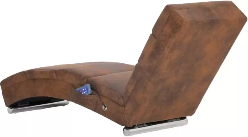 VIDAXL Massage chaise longue kunstsuède bruin