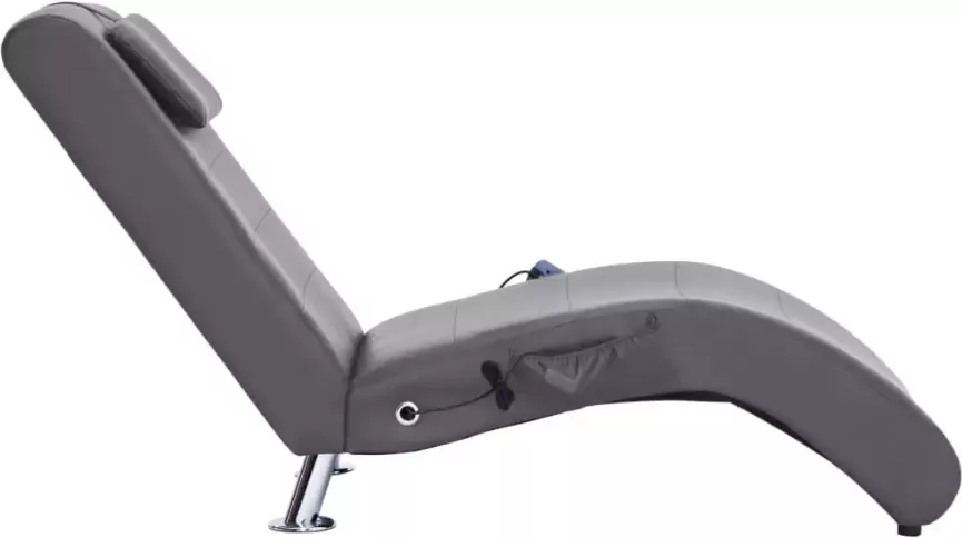 VIDAXL Massage chaise longue met kussen kunstleer grijs