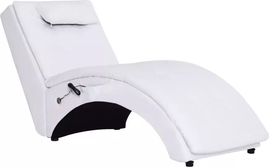 VIDAXL Massage chaise longue met kussen kunstleer wit
