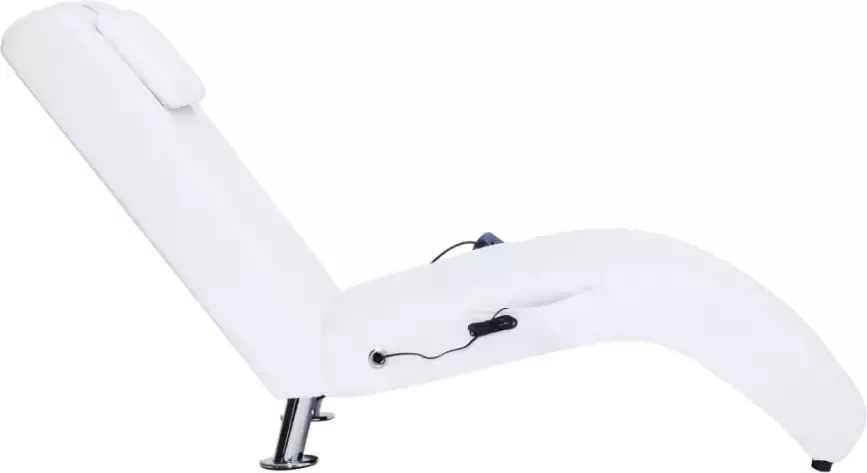 VIDAXL Massage chaise longue met kussen kunstleer wit