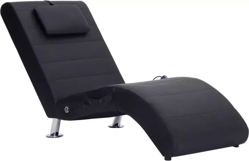 VidaXL -Massage-chaise-longue-met-kussen-kunstleer-zwart - Foto 5
