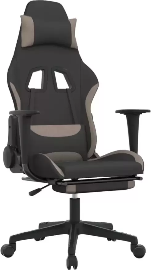 VidaXL -Massage-gamestoel-met-voetensteun-stof-zwart-en-taupe - Foto 1