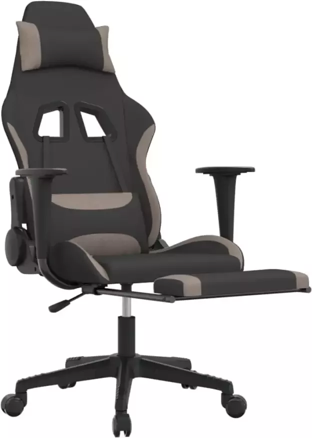 VidaXL -Massage-gamestoel-met-voetensteun-stof-zwart-en-taupe - Foto 4