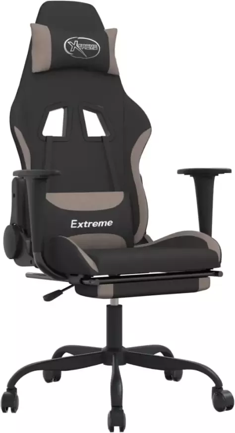 VidaXL -Massage-gamestoel-met-voetensteun-stof-zwart-en-taupe - Foto 1