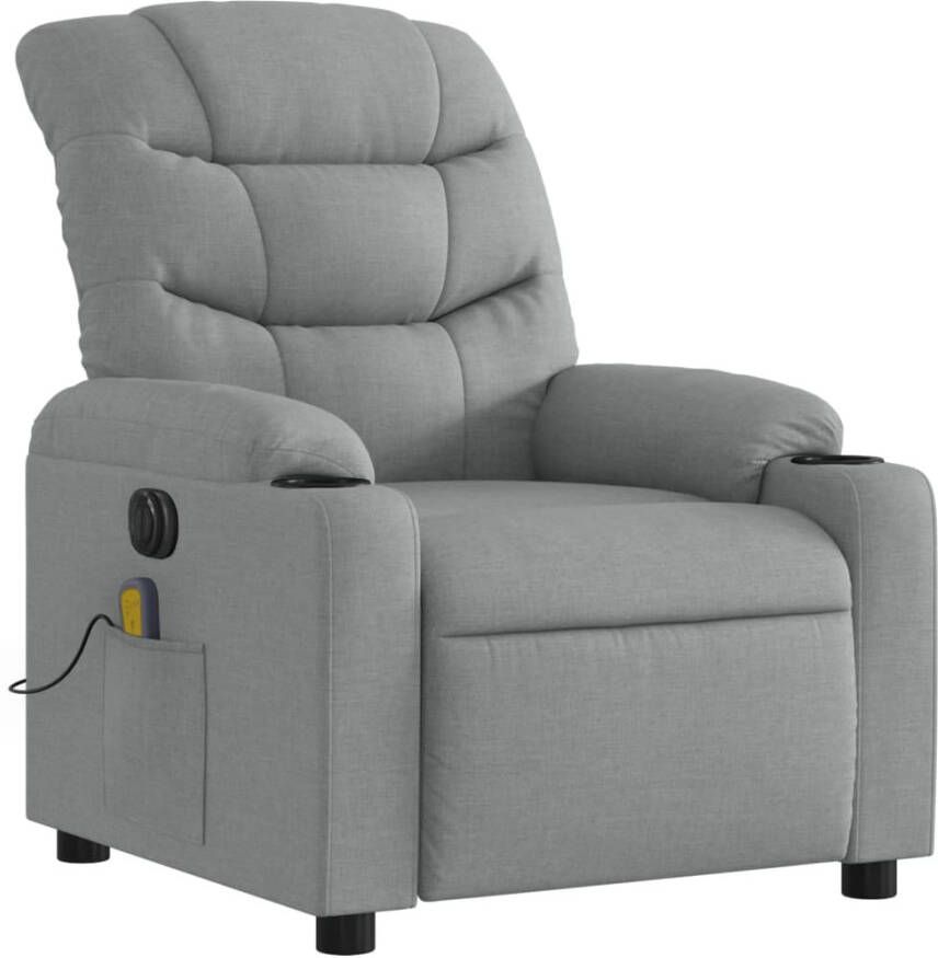 VidaXL Elektrisch Verstelbare Massagestoel Elektrisch Verstelbare Massagestoelen Elektrische Massagestoel elektrisch verstelbaar stof lichtgrijs - Foto 2