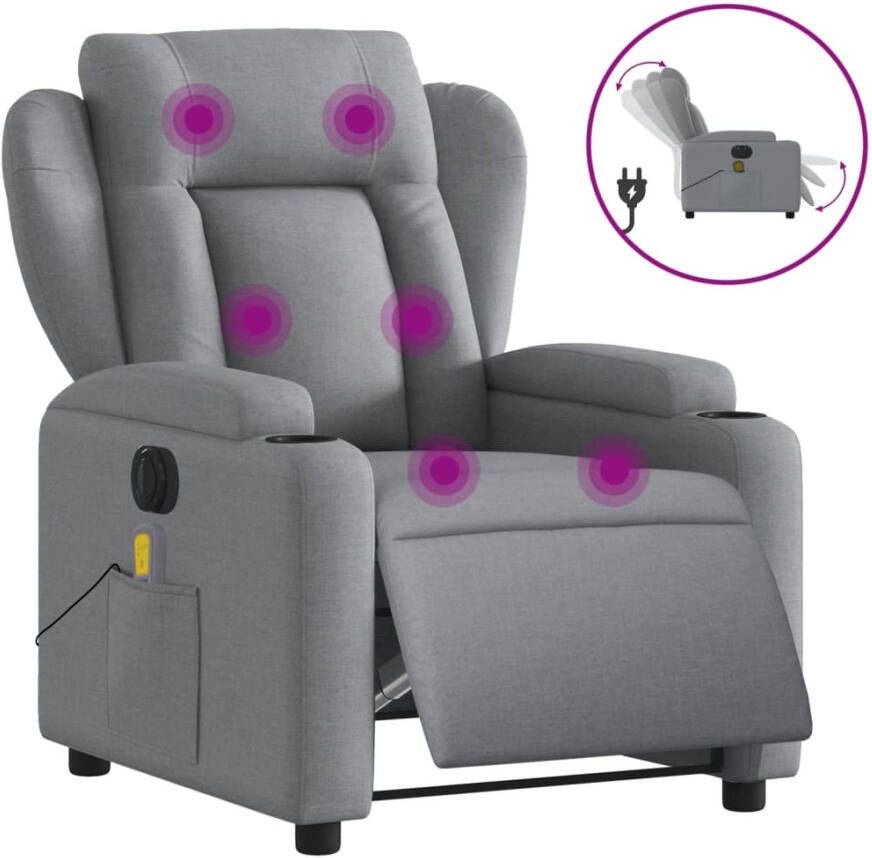 Vida XL vidaXL Massagestoel elektrisch verstelbaar stof lichtgrijs-VXL-3204470