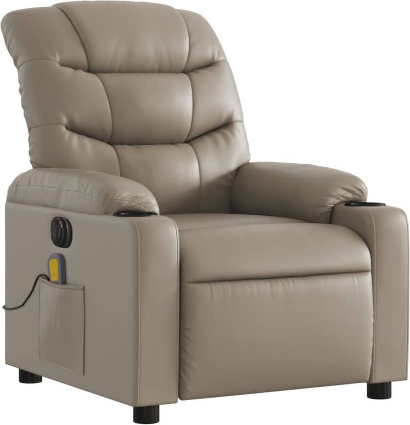 VidaXL Massagestoel verstelbaar elektrisch kunstleer cappuccinokleurig - Foto 4