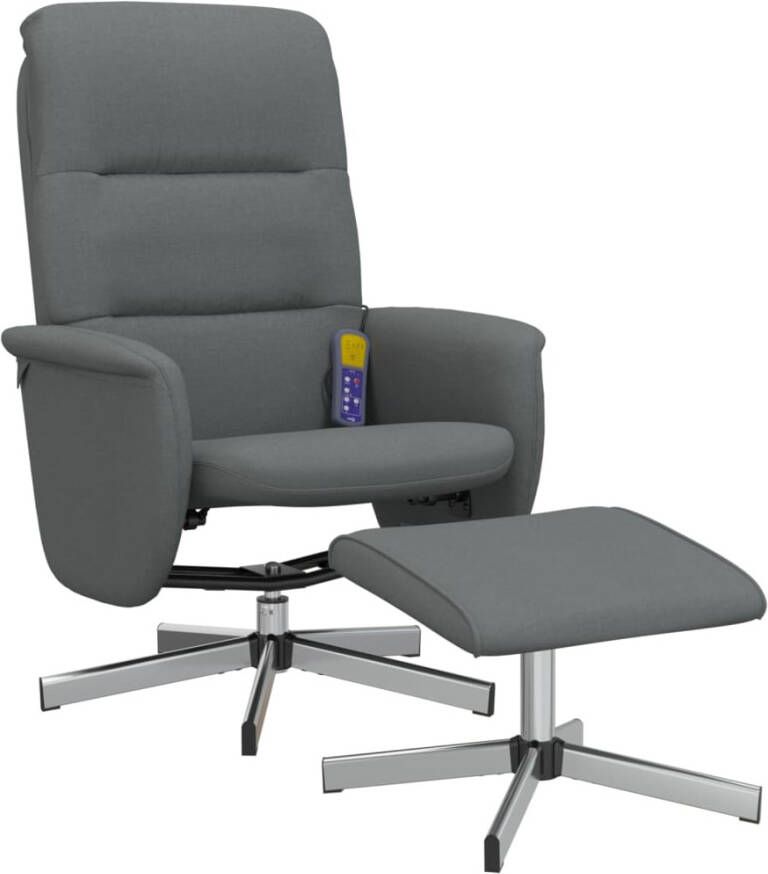 VidaXL Ergonomische Stoel Massagestoel verstelbaar met voetenbank stof donkergrijs Relaxstoel Lounge Stoel Elektrische Massage - Foto 5