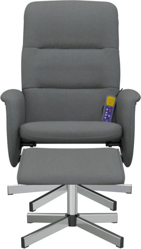 VidaXL Ergonomische Stoel Massagestoel verstelbaar met voetenbank stof donkergrijs Relaxstoel Lounge Stoel Elektrische Massage - Foto 4
