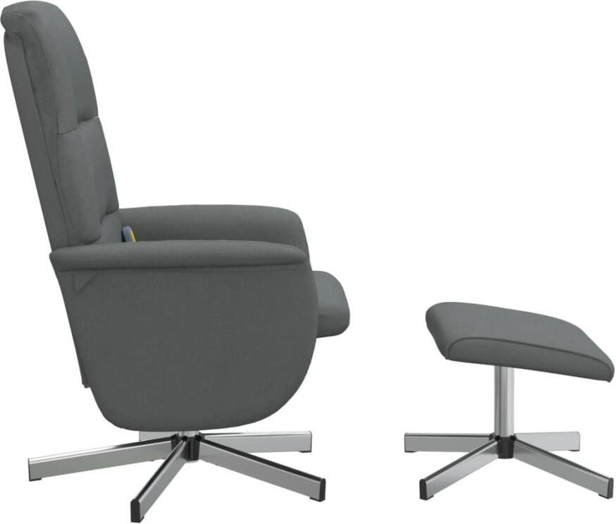 VidaXL Ergonomische Stoel Massagestoel verstelbaar met voetenbank stof donkergrijs Relaxstoel Lounge Stoel Elektrische Massage - Foto 3