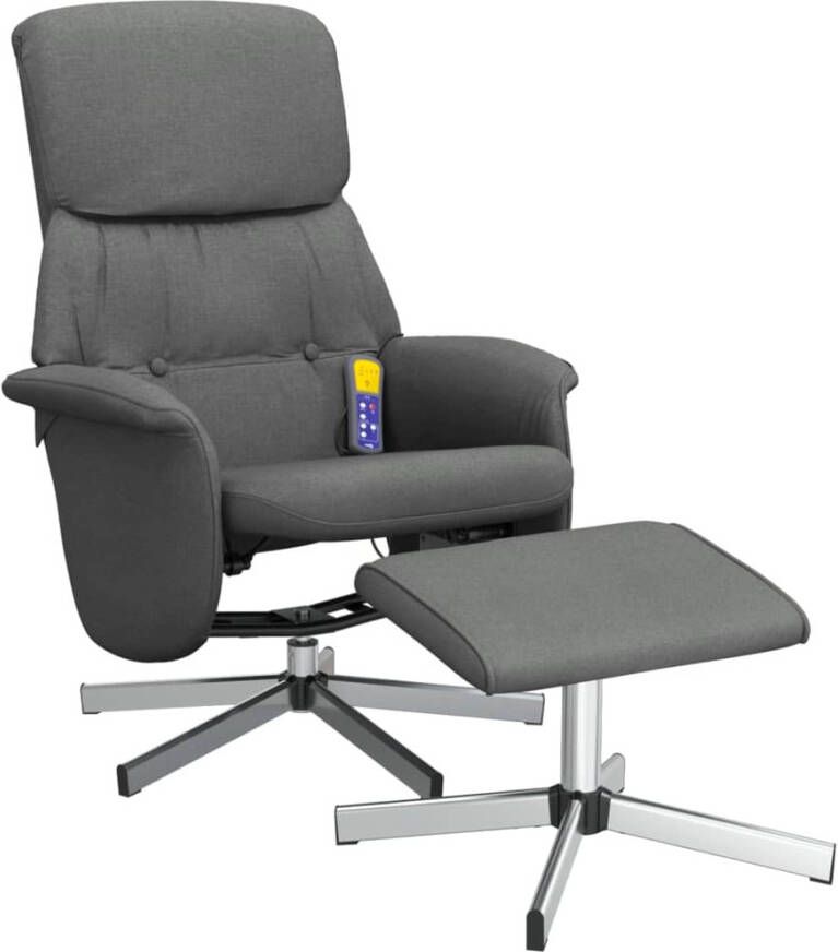 VidaXL Massagestoel verstelbaar met voetenbank stof donkergrijs - Foto 3