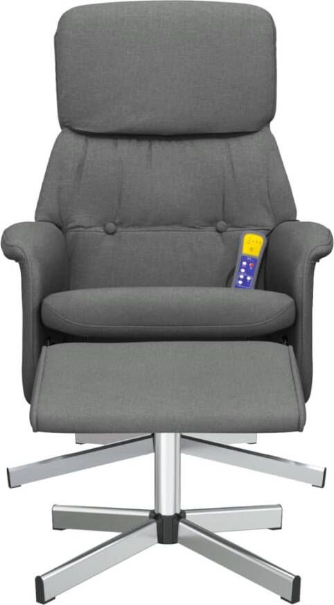 VidaXL Massagestoel verstelbaar met voetenbank stof donkergrijs - Foto 2