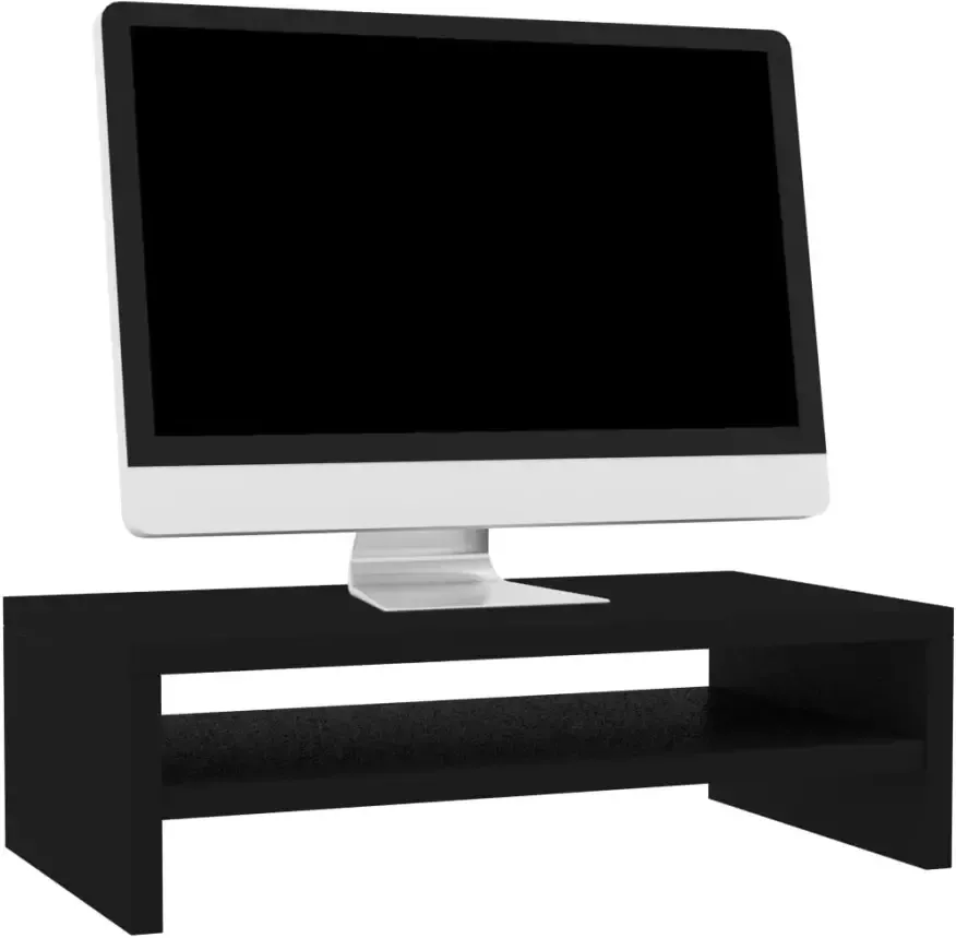 VidaXL -Monitorstandaard-42x24x13-cm-bewerkt-hout-zwart - Foto 2