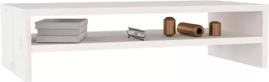 VidaXL -Monitorstandaard-50x24x13-cm-massief-grenenhout-wit - Foto 5