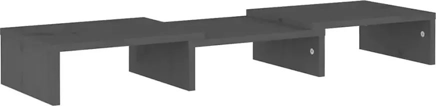 VidaXL -Monitorstandaard-60x24x10 5-cm-massief-grenenhout-grijs - Foto 4