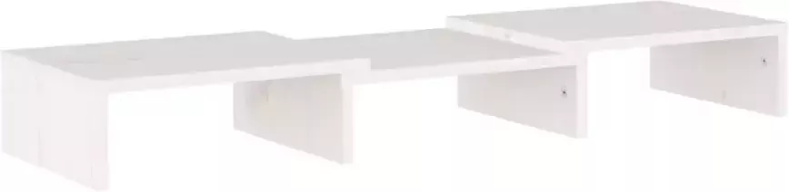 VidaXL -Monitorstandaard-60x24x10 5-cm-massief-grenenhout-wit - Foto 4