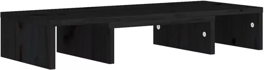 VidaXL -Monitorstandaard-60x24x10 5-cm-massief-grenenhout-zwart - Foto 4