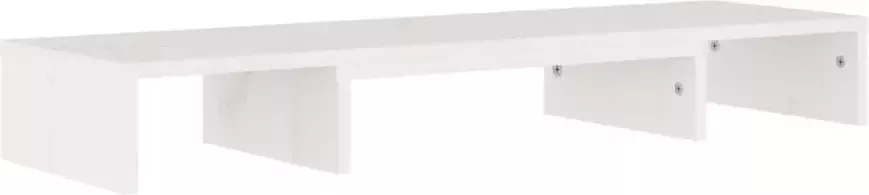VidaXL -Monitorstandaard-80x24x10 5-cm-massief-grenenhout-wit - Foto 5
