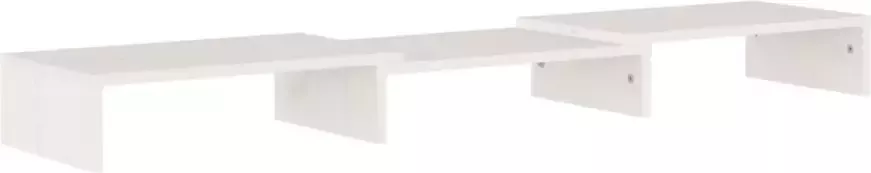 VidaXL -Monitorstandaard-80x24x10 5-cm-massief-grenenhout-wit - Foto 4