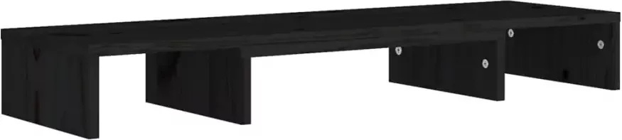 VidaXL -Monitorstandaard-80x24x10 5-cm-massief-grenenhout-zwart - Foto 4