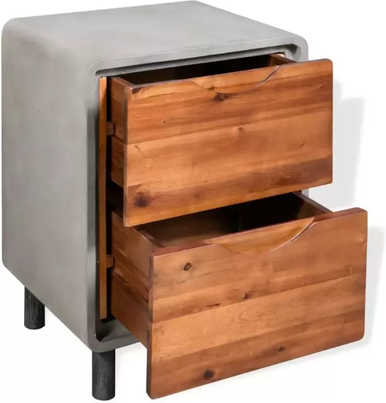 VidaXL -Nachtkastje-40x30x50-cm-beton-en-acaciahout - Foto 3