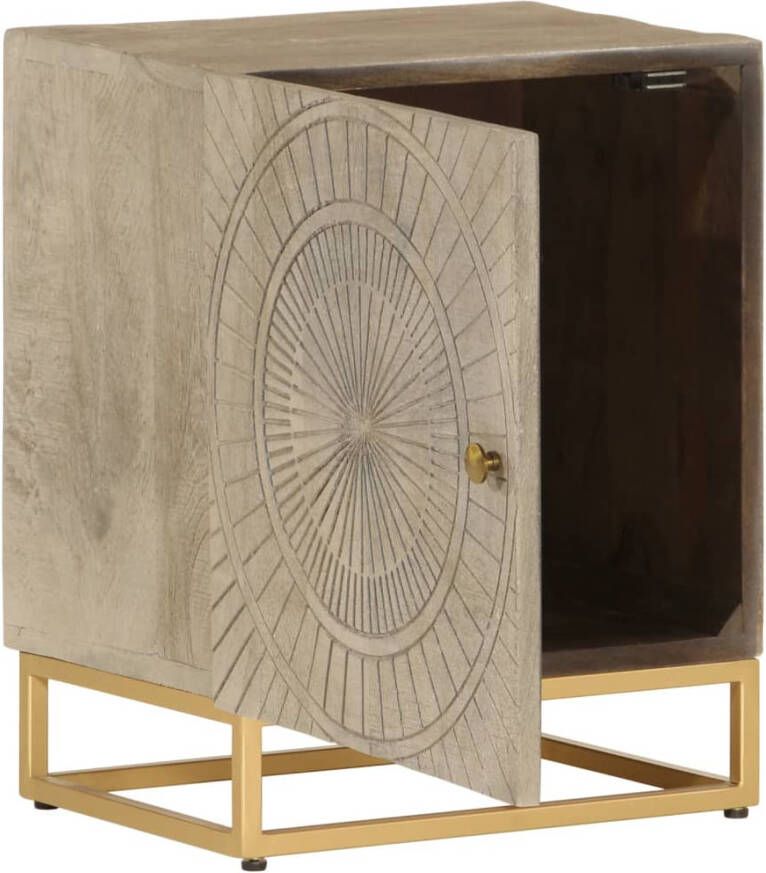 VidaXL -Nachtkastje-40x30x50-cm-massief-mangohout-en-ijzer - Foto 5