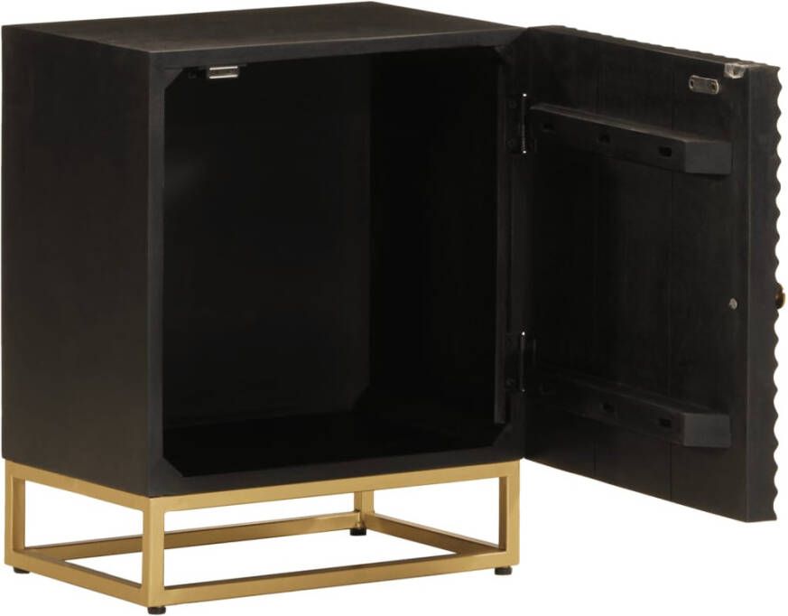 VidaXL -Nachtkastje-40x30x50-cm-massief-mangohout-en-ijzer-zwart - Foto 5