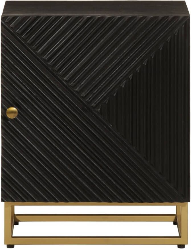 VidaXL -Nachtkastje-40x30x50-cm-massief-mangohout-en-ijzer-zwart - Foto 6