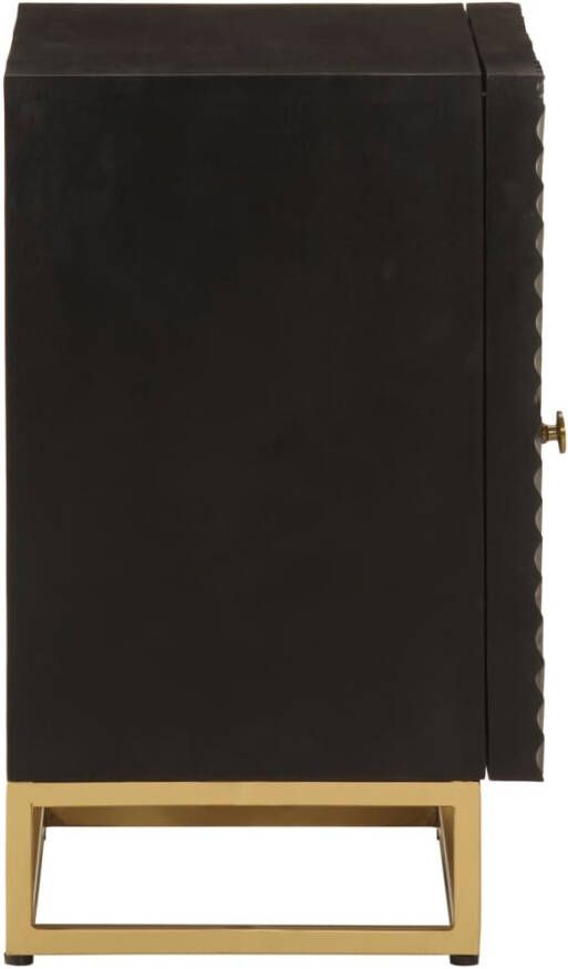 VidaXL -Nachtkastje-40x30x50-cm-massief-mangohout-en-ijzer-zwart - Foto 9
