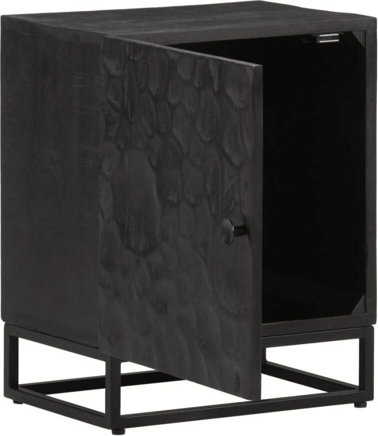 VidaXL -Nachtkastje-40x30x50-cm-massief-mangohout-en-ijzer-zwart - Foto 3