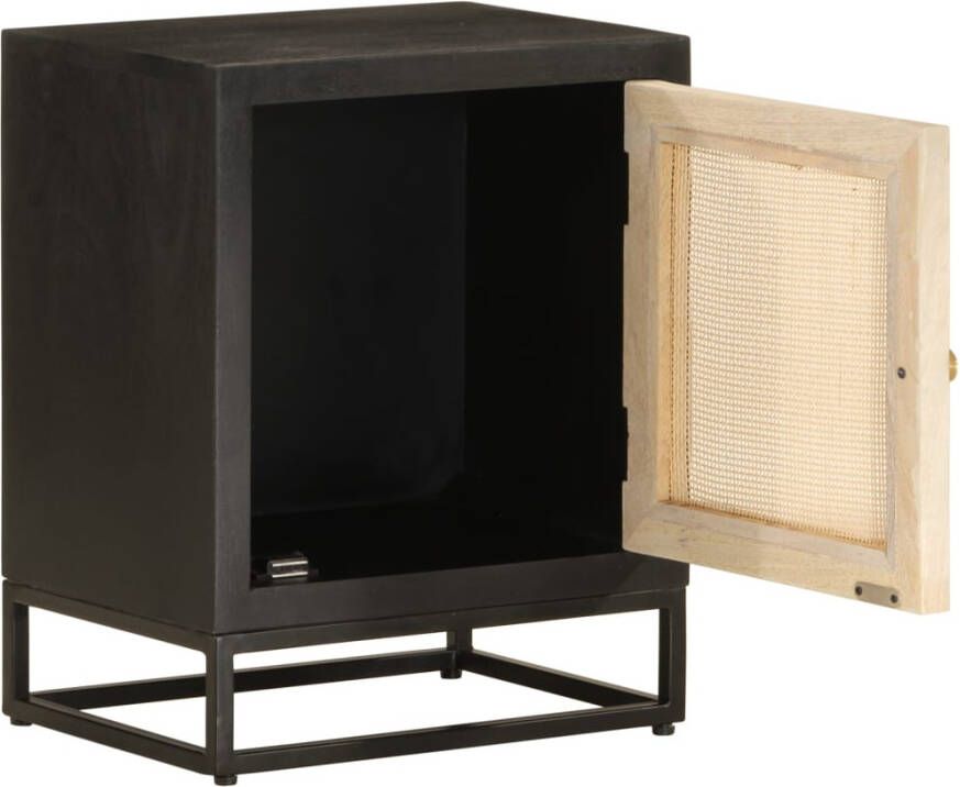 VidaXL -Nachtkastje-40x30x50-cm-massief-mangohout-en-ijzer-zwart - Foto 4
