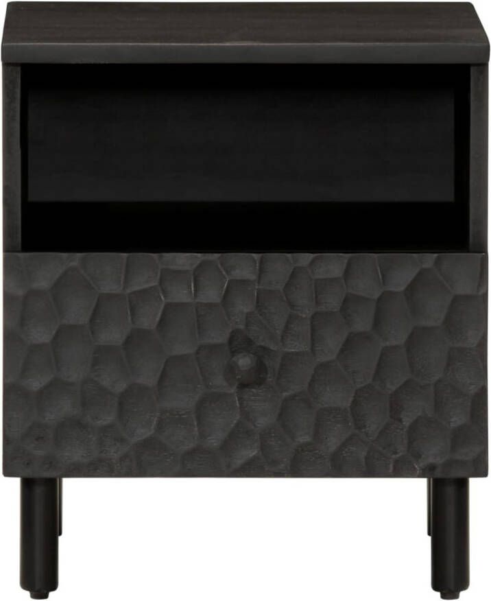 VidaXL -Nachtkastje-40x33x46-cm-massief-mangohout-zwart - Foto 2