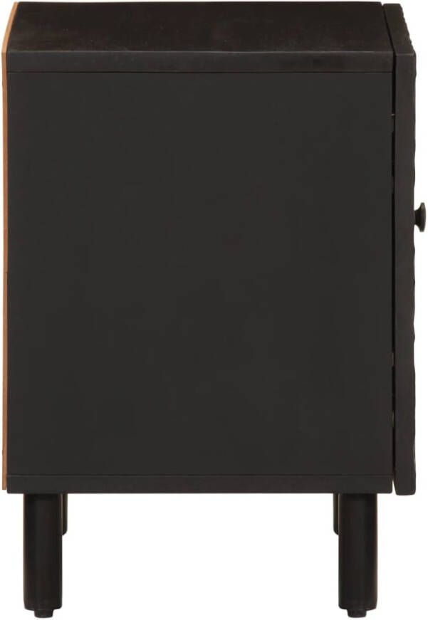 VidaXL -Nachtkastje-40x33x46-cm-massief-mangohout-zwart - Foto 3