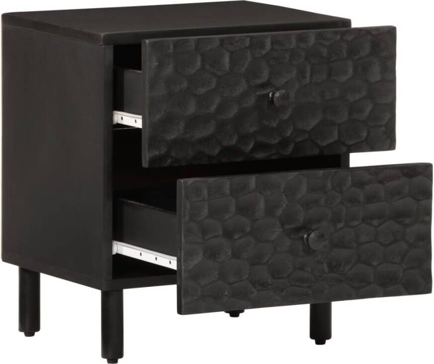 VidaXL -Nachtkastje-40x33x46-cm-massief-mangohout-zwart - Foto 4
