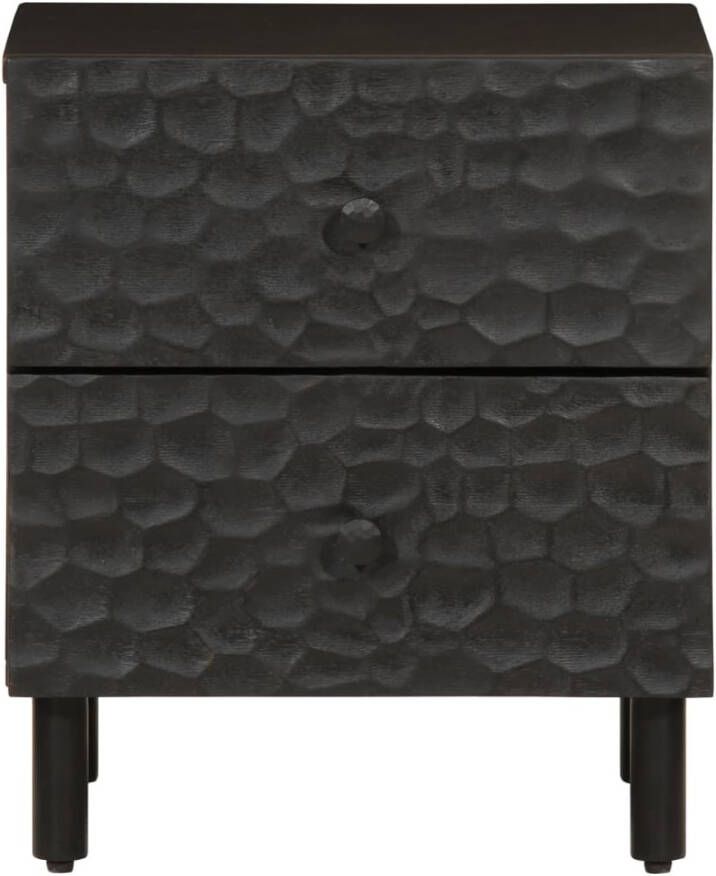 VidaXL -Nachtkastje-40x33x46-cm-massief-mangohout-zwart - Foto 2