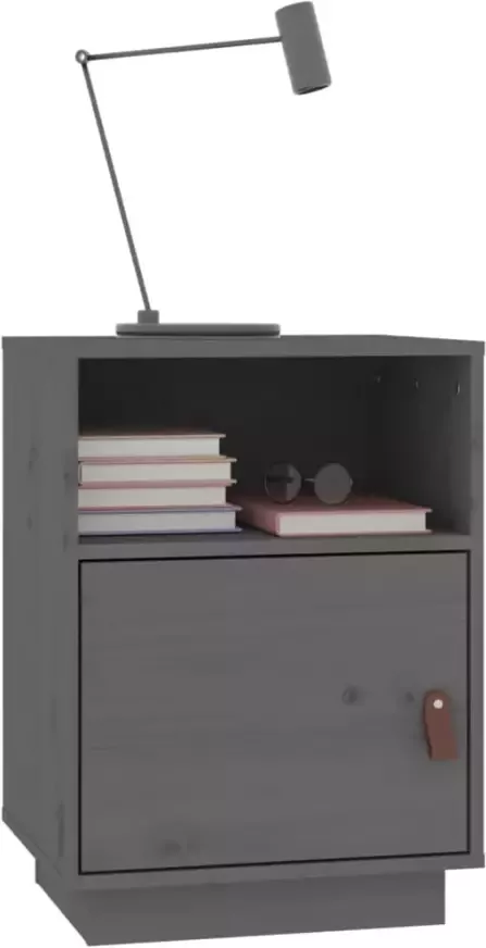 VidaXL -Nachtkastje-40x34x55-cm-massief-grenenhout-grijs - Foto 4