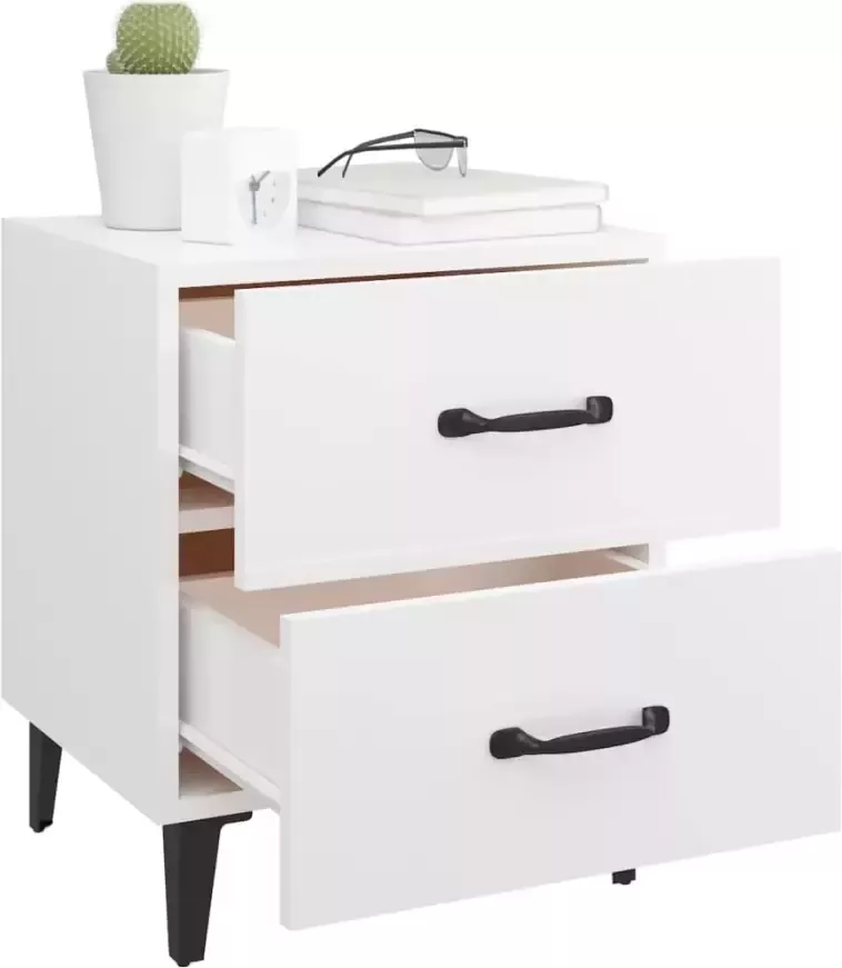 VidaXL -Nachtkastje-40x35x47-cm-hoogglans-wit - Foto 4