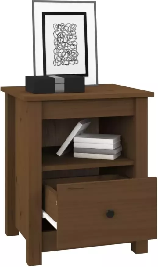 VidaXL -Nachtkastje-40x35x49-cm-massief-grenenhout-honingbruin - Foto 3