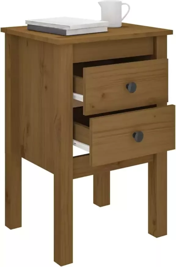 VidaXL -Nachtkastje-40x35x61 5-cm-massief-grenenhout-honingbruin - Foto 5