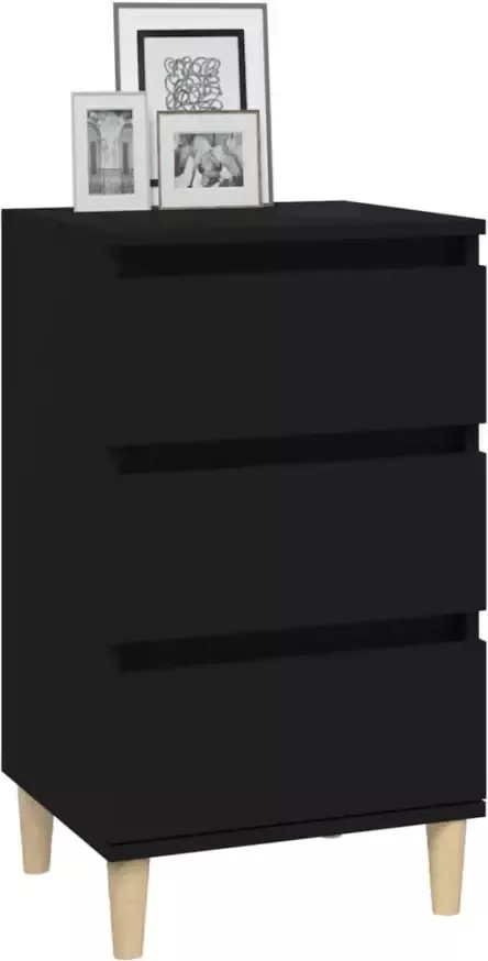 VidaXL -Nachtkastje-40x35x70-cm-bewerkt-hout-zwart - Foto 4