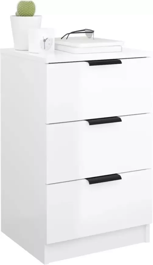 VidaXL -Nachtkastje-40x36x65-cm-hoogglans-wit - Foto 3
