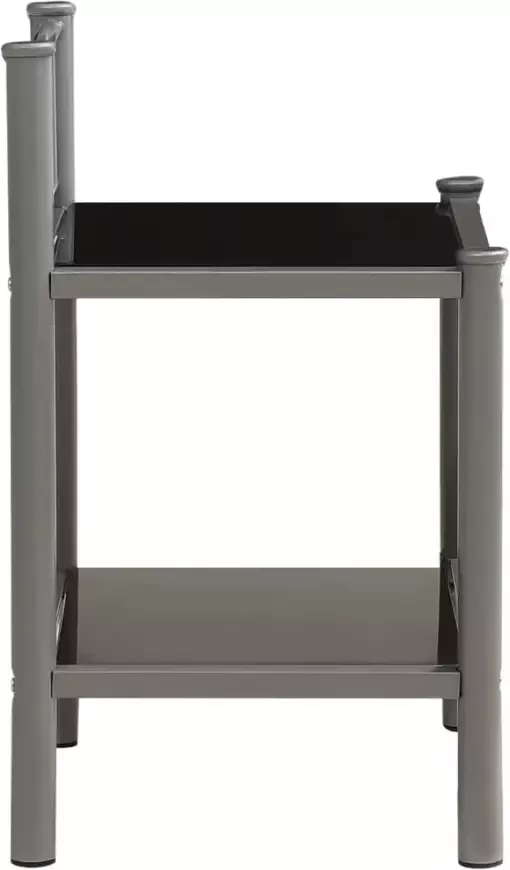 VidaXL -Nachtkastje-45x34 5x60 5-cm-metaal-en-glas-grijs-en-zwart - Foto 6