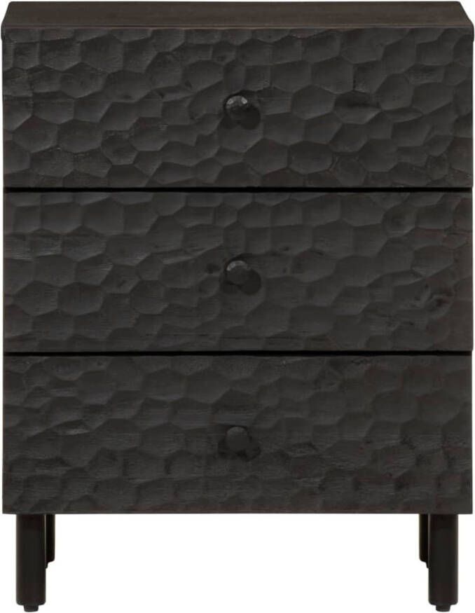 VidaXL -Nachtkastje-50x33x60-cm-massief-mangohout-zwart - Foto 4